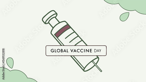 Global Vaccine Day:  A minimalist, illustrated syringe design, conveying hope, health, and global immunization initiatives for a healthier future, promoting awareness and preventative healthcare.