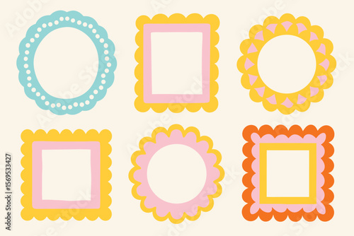
Vector Collection Colorful Decorative Picture Frames in Pastel Tones  
