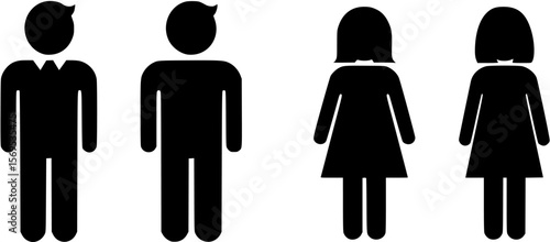 Vector male and female icon. Gentleman and lady toilet sign. Man and woman silhouette. Toilet or Restroom signs
