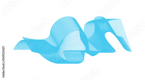 Blend Wavy Curved Abstract Design Cyan Background Vector Illustration