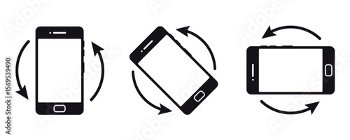 Mobile phone rotate flat vector icon set