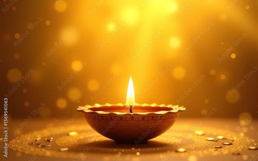 A stunning gold Diya lamp on a golden background, ideal for Diwali, festivals, spiritual themes, and creative projects. Perfect copyspace for text or design. High quality A stunning gold Diya lamp on a golden background, ideal for Diwali, festivals, spiritual themes, and creative projects. Perfect copyspace for text or design. High quality