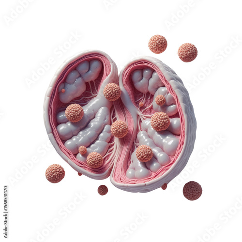 3D Render of Testis with Cancerous Tumors