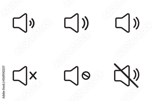 Set of no sound, No speaker icon. Sound Icons. speaker mute icon sign. Volume Off symbol. Silent mode icons