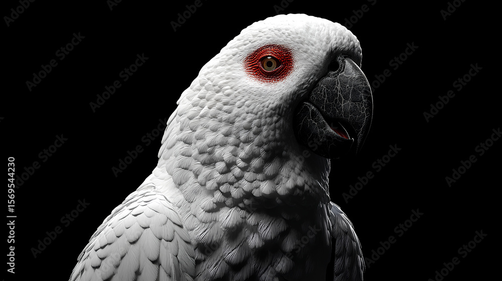 Fototapeta premium white parrot icon dark background