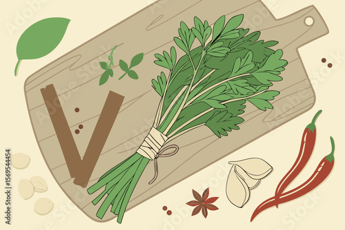 vegetables on a wooden board