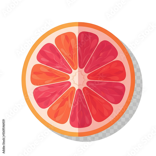 Isolated Ripe Grapefruit Slice for Refreshing Designs, Bright Citrus Fruit: Pink Grapefruit Segment, Delicious Grapefruit Illustration for Food Concepts.