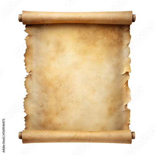 Old paper scroll texture isolated on transparent background