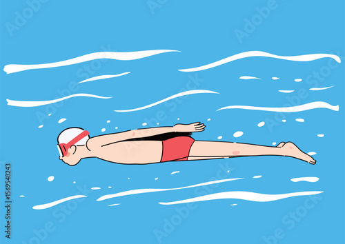 Swimmers are competing in a swimming competition