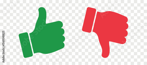 Thumb up and thumb down flat vector icon