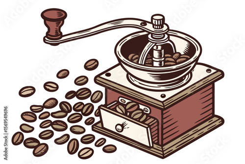 coffee grinder and coffee beans