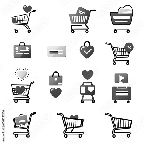 ラブショッピングアイコンセット｜Love Shopping Icon Set