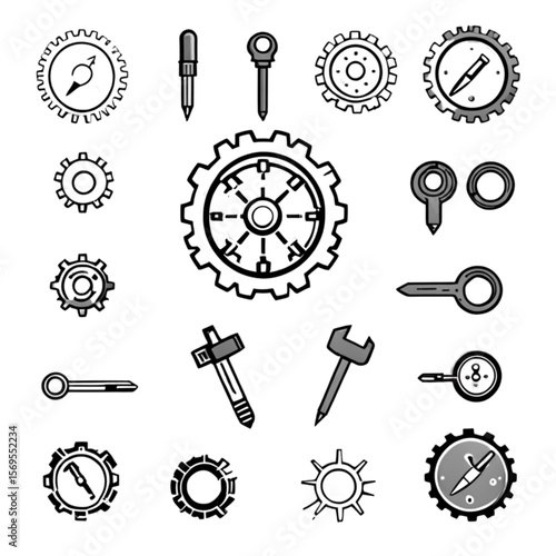 歯車とツールアイコンセット｜Gear and Tool Icon Set