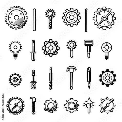 歯車とツールアイコンセット｜Gear and Tool Icon Set