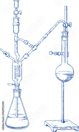 A detailed hand-drawn illustration of laboratory tool. Ideal for quality testing, cosmetic R&D, skincare formulation and vintage science-themed design.	