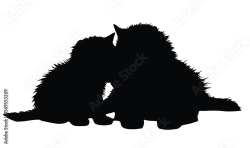 Silhouette of Cat and Dog Sitting Together – Minimalist Vector Pet Illustration
