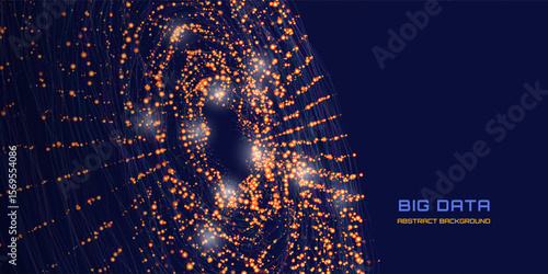 Abstract radial round graphs on dark. Quantum concentric flows computing universe.  Futuristic round graph  with data spheres in cyberspace of AI. Big Data.