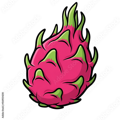 Vibrant Dragon Fruit: Exotic Tropical Produce Illustration, 
Fresh Pitaya Cartoon: Bright and Colorful Food Graphic, 
Healthy Dragonfruit: Unique Tropical Fruit Design.