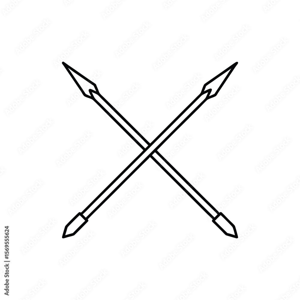 Fototapeta premium crossed spears line art