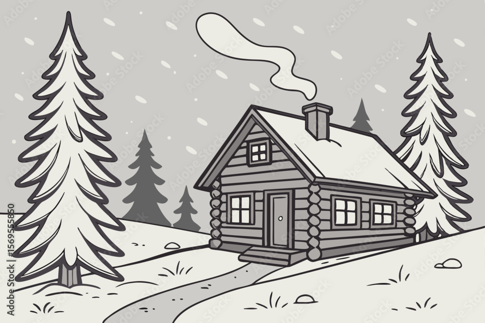 Fototapeta premium winter landscape with houses