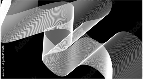Blend Wavy Curved Background Black And White Design Abstract Vector Illustration