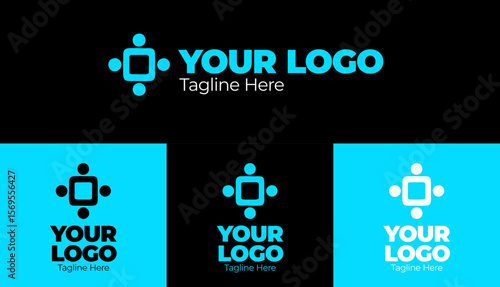 Tech grid network dot square icon