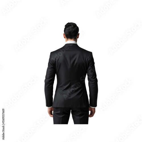 Rear View of a Man in a Black Suit