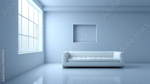 Wallpaper Mural Minimalist living room with clean lines and natural light, embodying modern simplicity and serene elegance. Torontodigital.ca