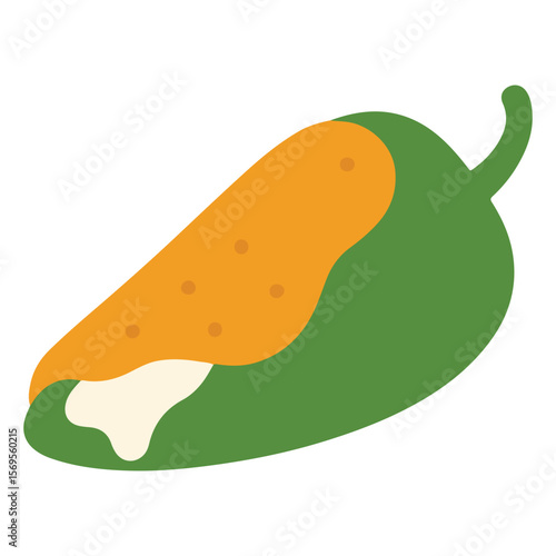 Chile relleno food vector, Mexican Food clipart, Mexican Chile relleno illustration, food isolated
