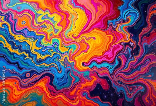 Whimsical animation of vibrant, abstract Artemis painting; swirling colors, celestial forms,   surreal,  playful