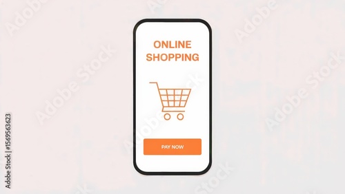 Experience the ease of online shopping with this digital device showcasing a virtual shopping cart, inviting users to pay now for a seamless ecommerce transaction and easy payment process.