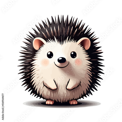 Cute funny hedgehog on a white background