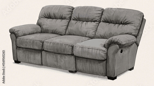 Echoed Comfort Living room sofa grey isolated watercolor vector illustration svg