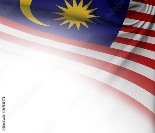 White background with tangled fabric with Malaysia flag