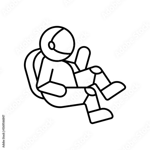Astronaut In Gravity Zero Space Line Icon