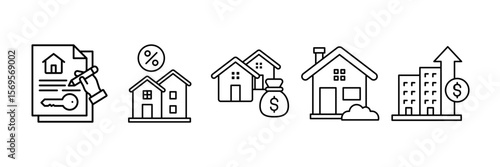 Property Investment Icon Set Multiple Style Collection, Containing design Real Estate, House, Mortgage, Property Development