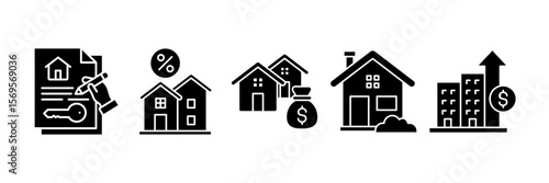 Property Investment Icon Set Multiple Style Collection, Containing design Real Estate, House, Mortgage, Property Development