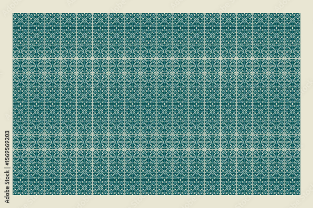Fototapeta premium This vector pattern features gradient green tiles, creating a soothing and natural look, perfect for enhancing walls or floors with organic charm.