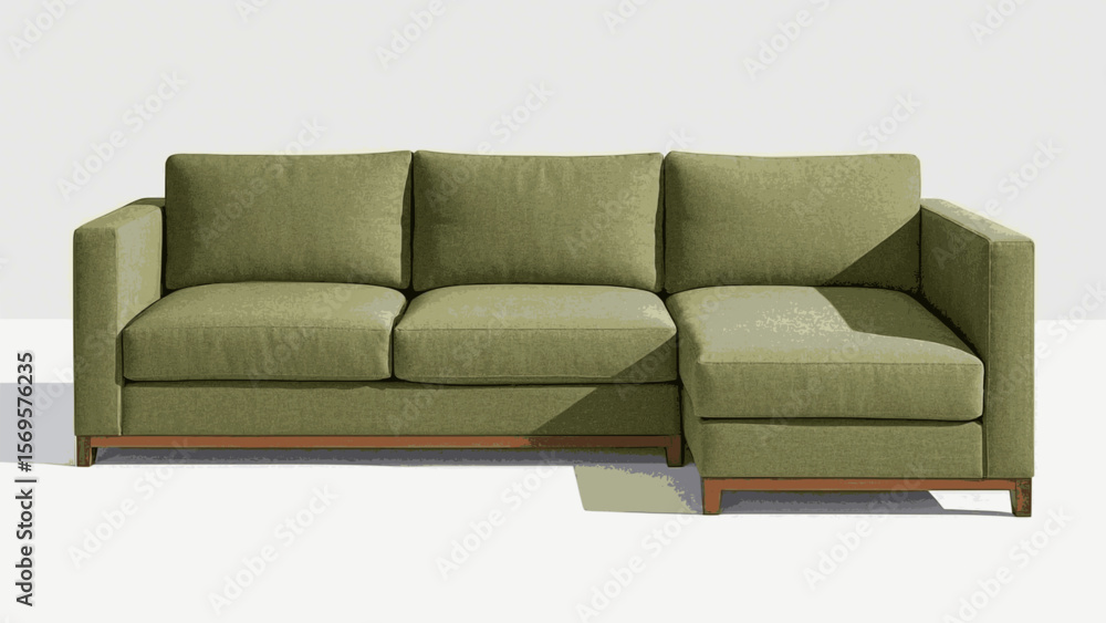 Fototapeta premium Gentle Hearth Living room sofa green isolated watercolor vector illustration svg