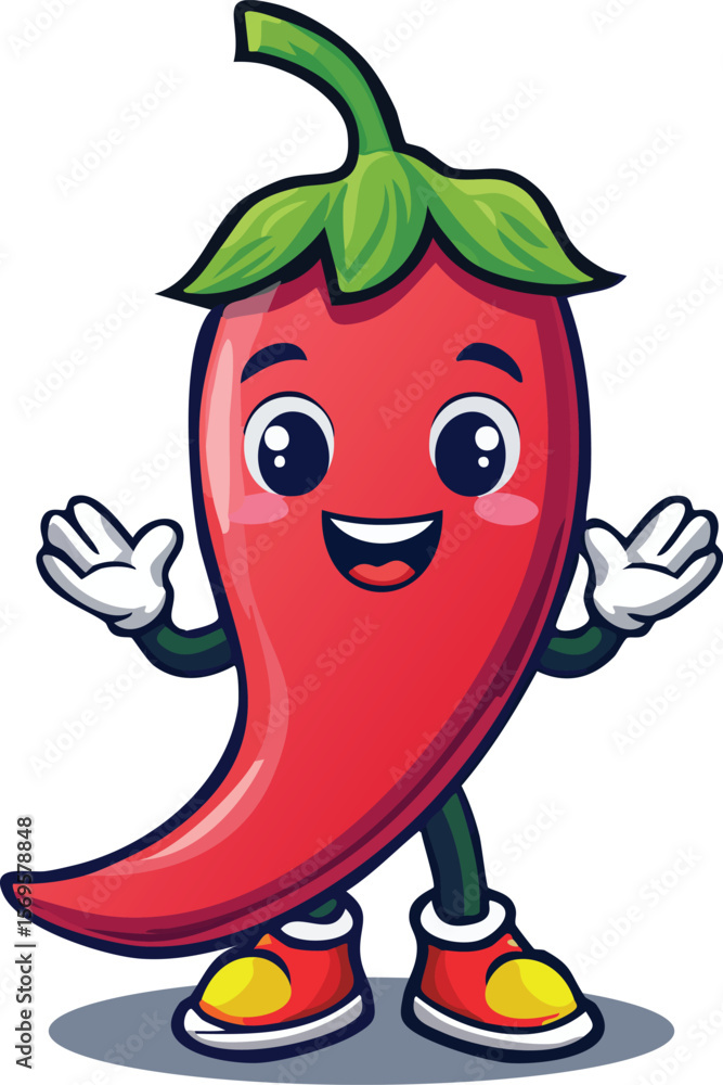 Obraz premium Spicy Character: Joyful Red Pepper Illustration