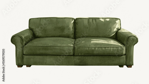 Haven Tones Living room sofa green isolated watercolor vector illustration svg