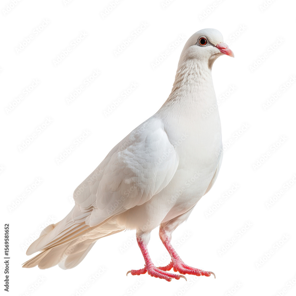 Graceful white pigeon perched elegantly against a clean backdrop showcasing natural beauty and delicate features transparent background Graceful white pigeon perched elegantly against a clean backdrop showcasing natural beauty and delicate features transparent background