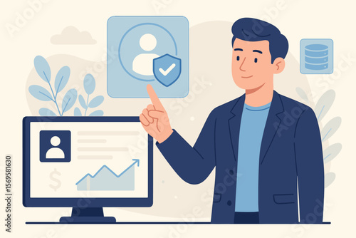 KYC know your customer business identity verification concept. Financial security, personal data protection, user authentication, secure access, digital profile, compliance, fintech