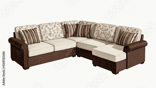 Hearthside Seat Living room sofa brown isolated watercolor vector illustration svg