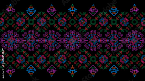 Hmong ethnic pattern, a combination of spiral and leaf-like patterns.
