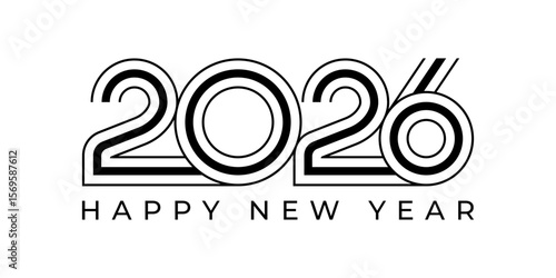 2026 Happy New Year design vector illustration. Unique 2026 logo design template.