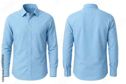 Classic light blue formal shirt isolated on transparent background