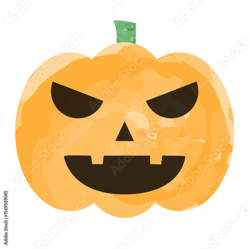 水彩風ジャック・オ・ランタン　笑顔