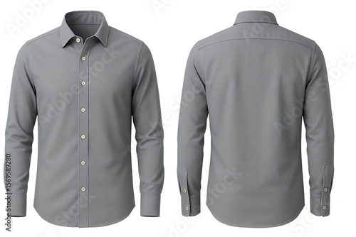 Classic grey formal shirt isolated on transparent background