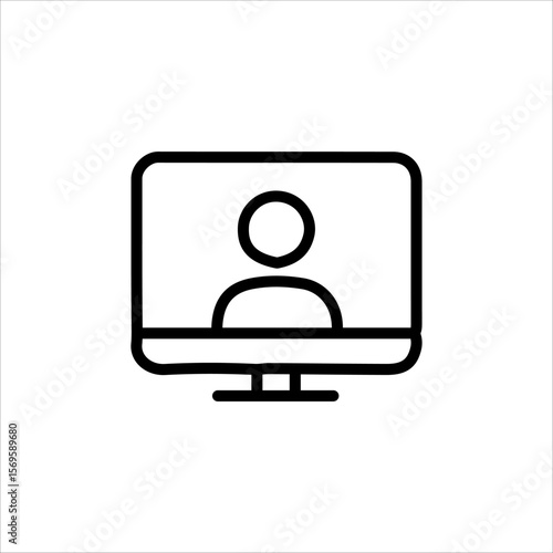 Flat Style Home Office and Online Work Symbols